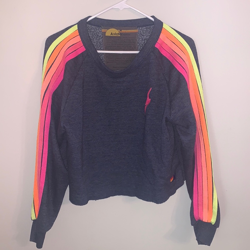Aviator Nation Cropped Crew Sweatshirt